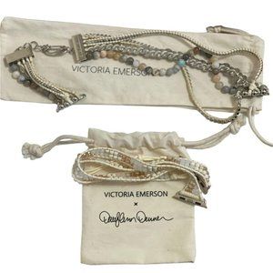 Set of 2 Victoria Emerson Beaded Wrap Around Bracelets Apple Watch Strap Gems